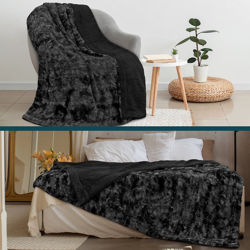 Minky Sherpa Throw Blanket
