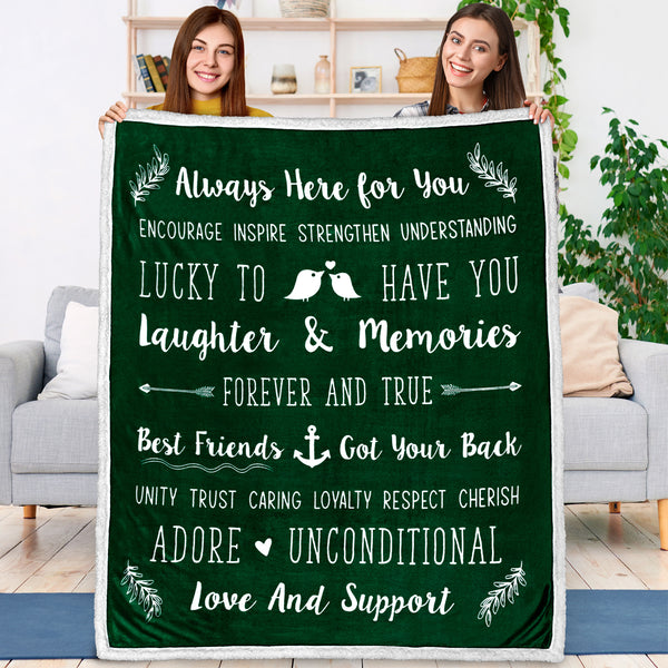 Love and Friendship Sherpa / Fleece Throw Blanket