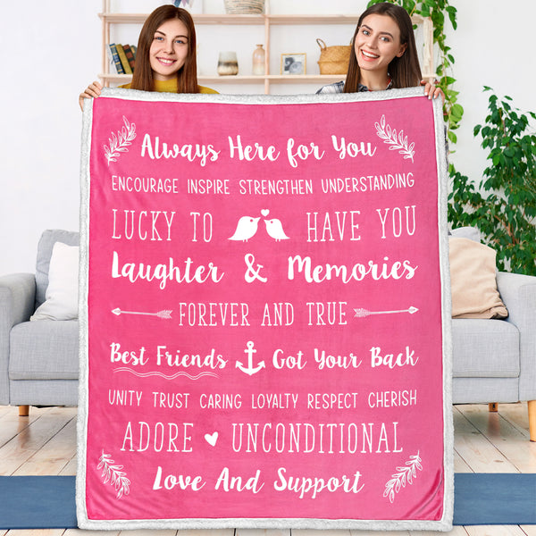 Love and Friendship Sherpa / Fleece Throw Blanket