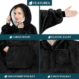Chest Pocket Sherpa Hoodie Blanket - Kangaroo Pocket (Regular / Long)