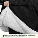 Chest Pocket Sherpa Hoodie Blanket - Kangaroo Pocket (Regular / Long)
