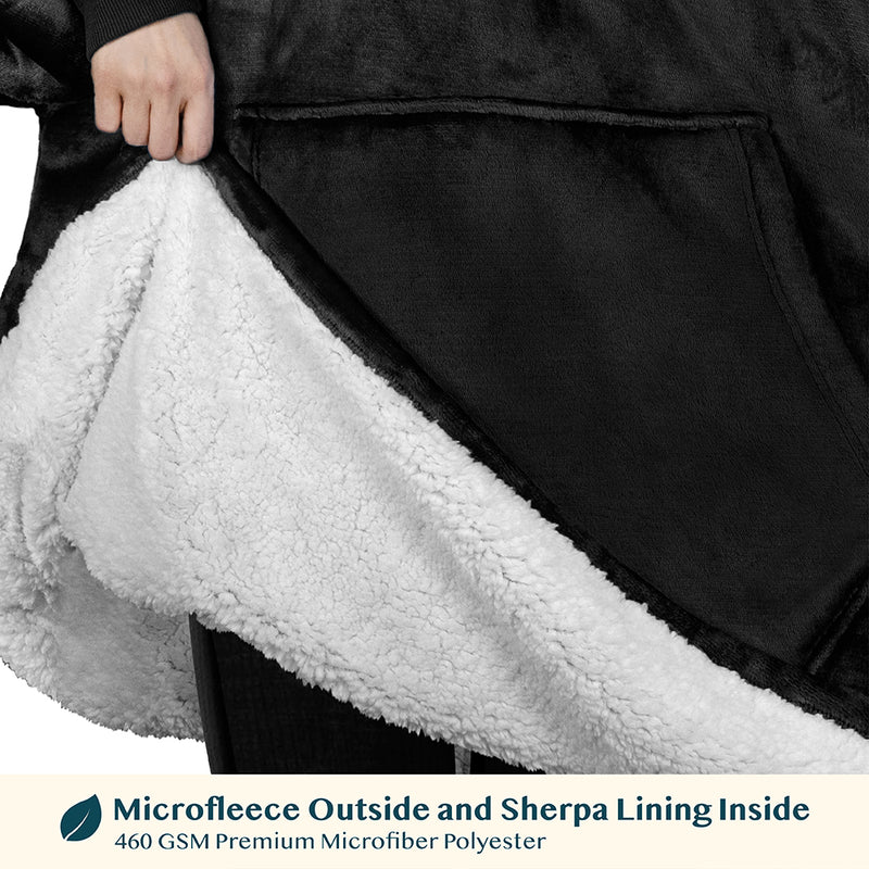 Chest Pocket Sherpa Hoodie Blanket - Kangaroo Pocket (Regular / Long)