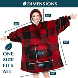 Chest Pocket Sherpa Hoodie Blanket - Kangaroo Pocket (Regular / Long)