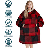 Chest Pocket Sherpa Hoodie Blanket - Kangaroo Pocket (Regular / Long)