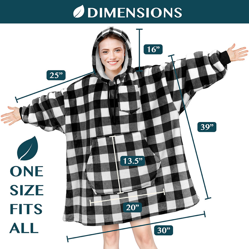 Chest Pocket Sherpa Hoodie Blanket - Kangaroo Pocket (Regular / Long)