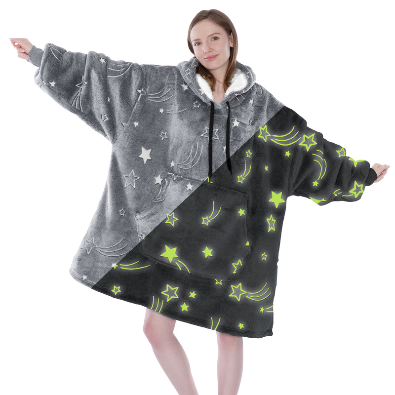 Chest Pocket Sherpa Hoodie Blanket - Kangaroo Pocket (Regular / Long)