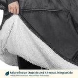 Chest Pocket Sherpa Hoodie Blanket - Kangaroo Pocket (Regular / Long)