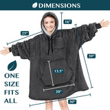 Chest Pocket Sherpa Hoodie Blanket - Kangaroo Pocket (Regular / Long)