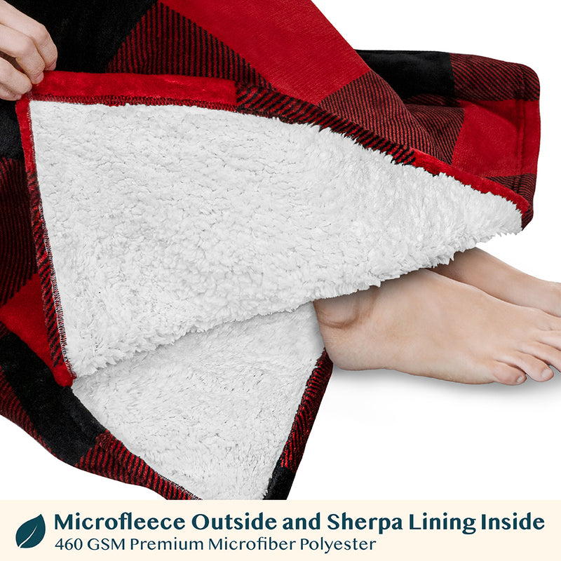 Chest Pocket Sherpa Hoodie Blanket - Kangaroo Pocket (Regular / Long)