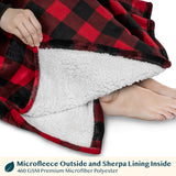 Chest Pocket Sherpa Hoodie Blanket - Kangaroo Pocket (Regular / Long)