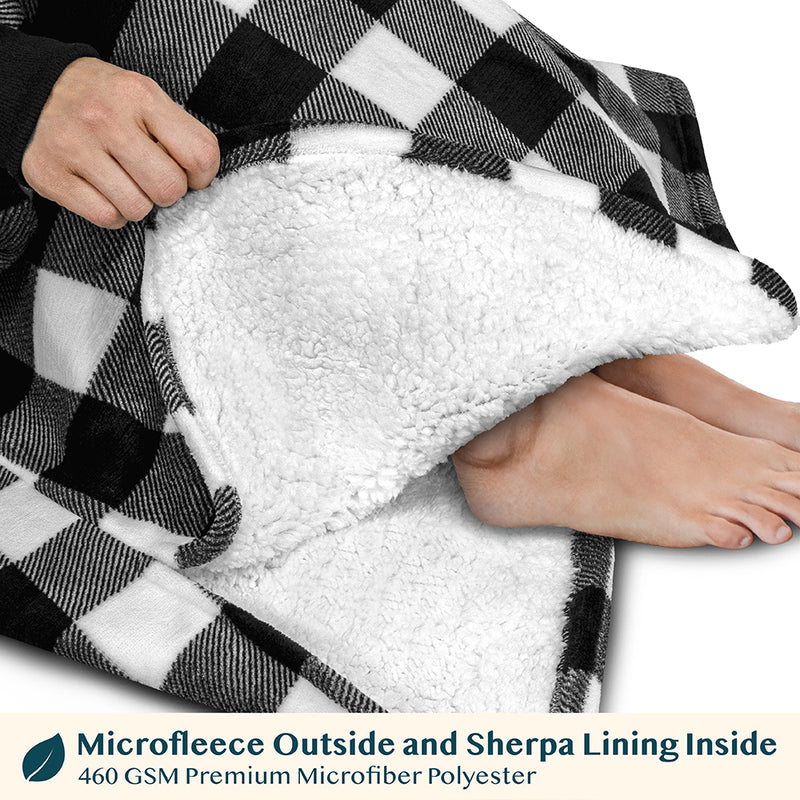 Chest Pocket Sherpa Hoodie Blanket - Kangaroo Pocket (Regular / Long)