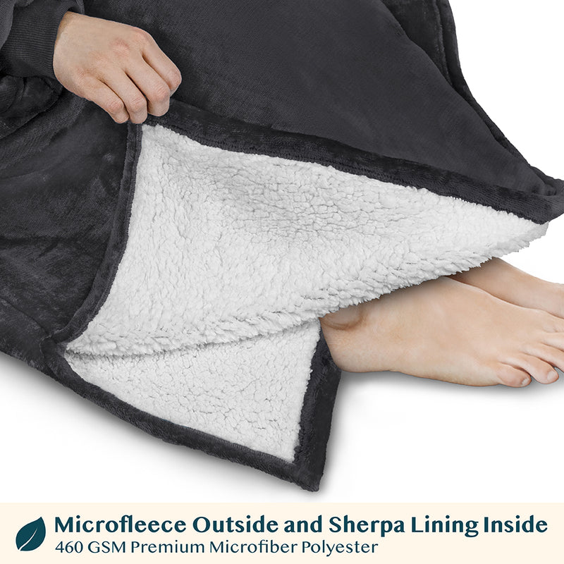 Chest Pocket Sherpa Hoodie Blanket - Kangaroo Pocket (Regular / Long)