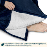 Chest Pocket Sherpa Hoodie Blanket - Kangaroo Pocket (Regular / Long)