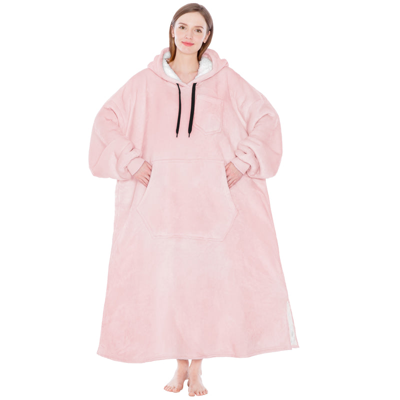 Chest Pocket Sherpa Hoodie Blanket - Kangaroo Pocket (Regular / Long)