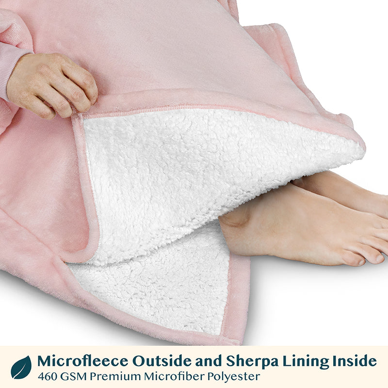 Chest Pocket Sherpa Hoodie Blanket - Kangaroo Pocket (Regular / Long)