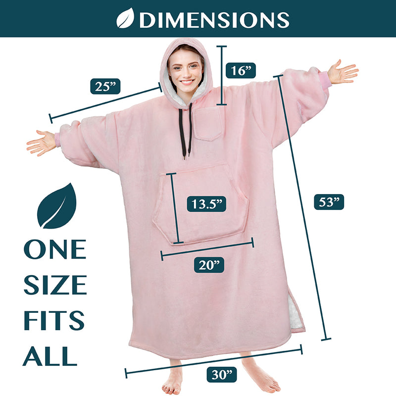 Chest Pocket Sherpa Hoodie Blanket - Kangaroo Pocket (Regular / Long)