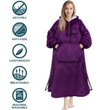 Chest Pocket Sherpa Hoodie Blanket - Kangaroo Pocket (Regular / Long)