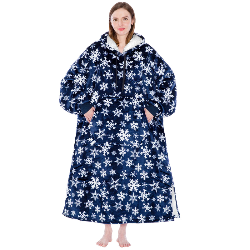 Chest Pocket Sherpa Hoodie Blanket - Kangaroo Pocket (Regular / Long)