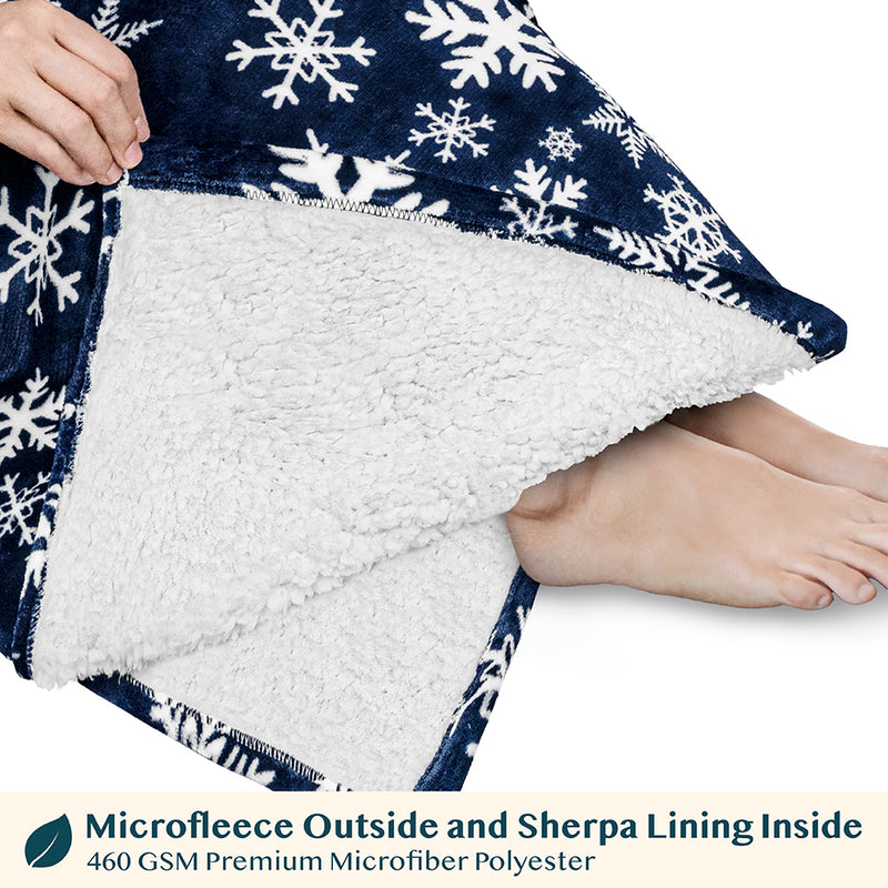 Chest Pocket Sherpa Hoodie Blanket - Kangaroo Pocket (Regular / Long)