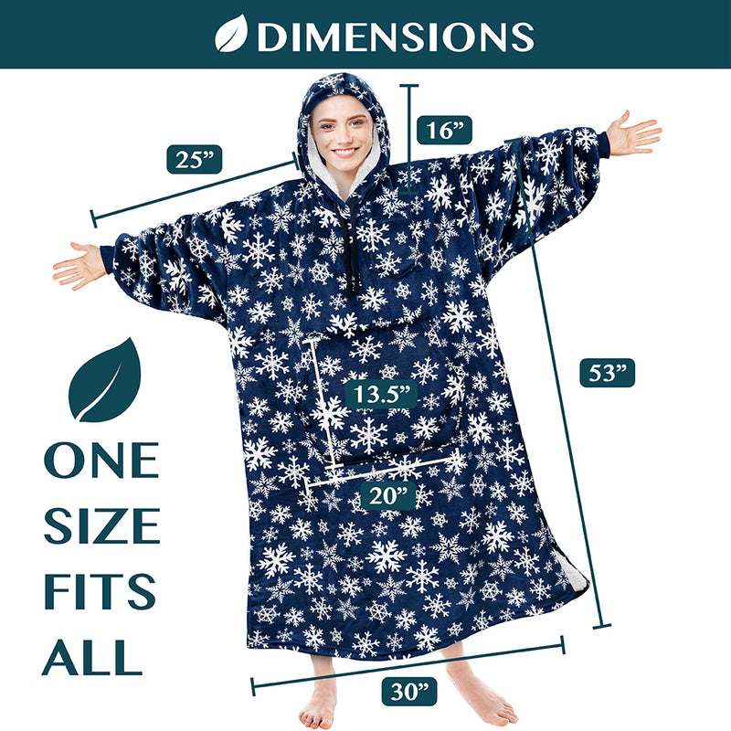 Chest Pocket Sherpa Hoodie Blanket - Kangaroo Pocket (Regular / Long)
