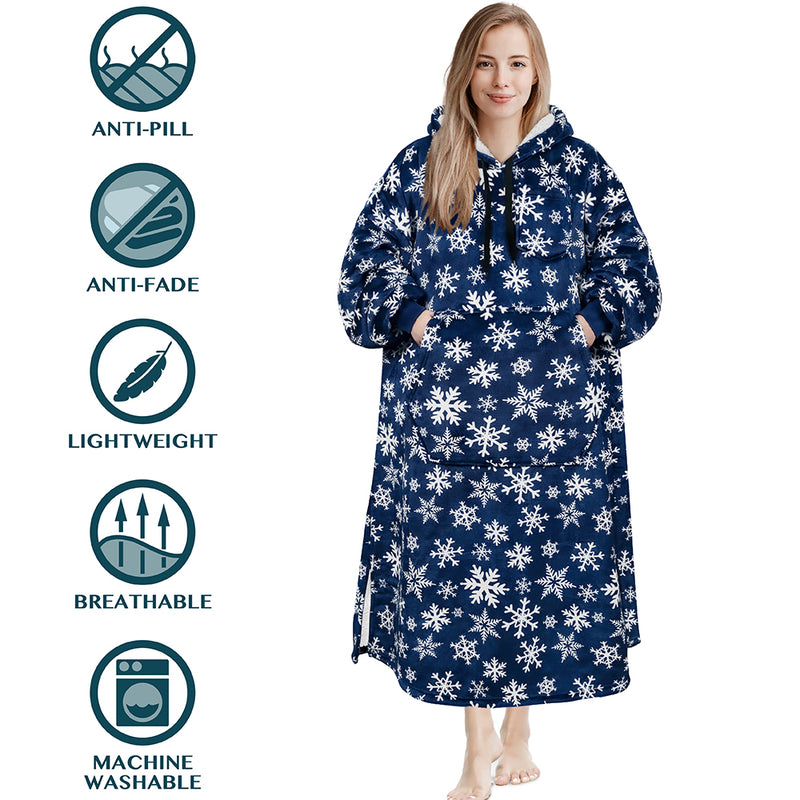 Chest Pocket Sherpa Hoodie Blanket - Kangaroo Pocket (Regular / Long)