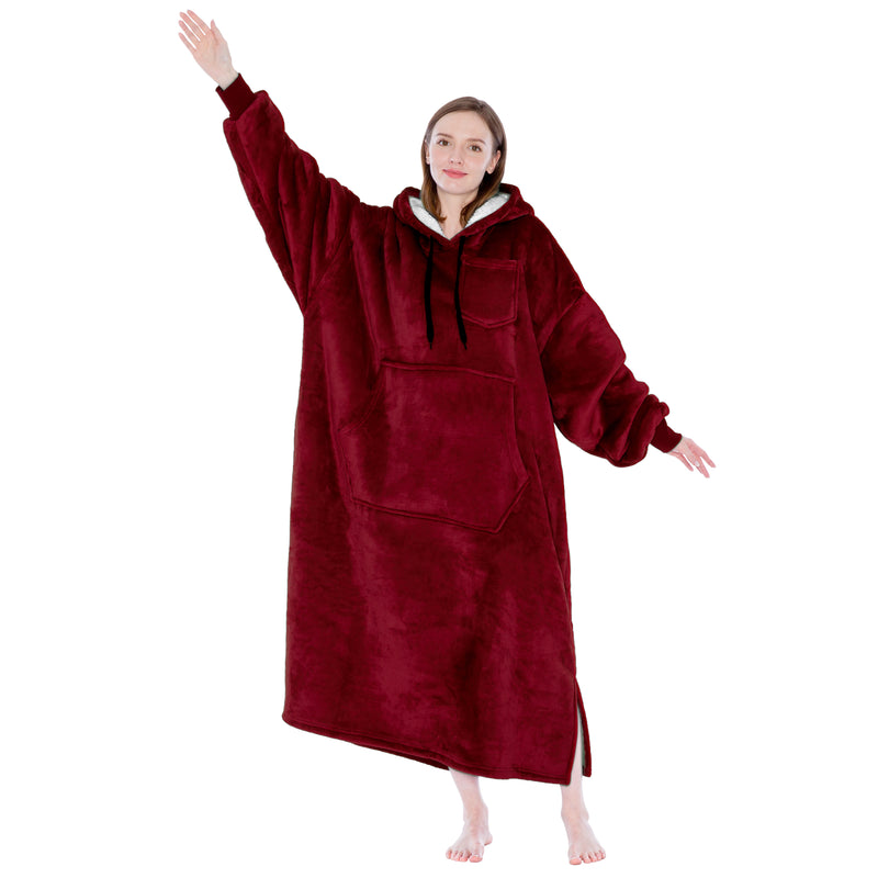 Chest Pocket Sherpa Hoodie Blanket - Kangaroo Pocket (Regular / Long)