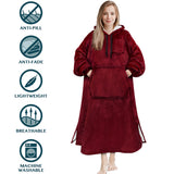 Chest Pocket Sherpa Hoodie Blanket - Kangaroo Pocket (Regular / Long)