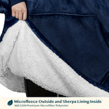 Chest Pocket Sherpa Hoodie Blanket - Kangaroo Pocket (Regular / Long)
