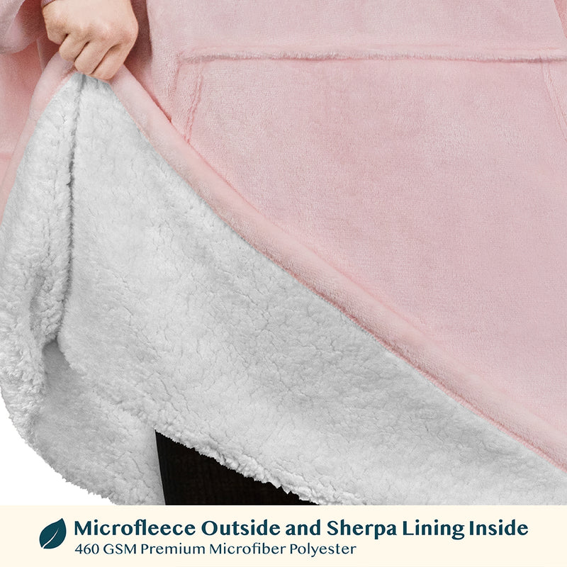 Chest Pocket Sherpa Hoodie Blanket - Kangaroo Pocket (Regular / Long)