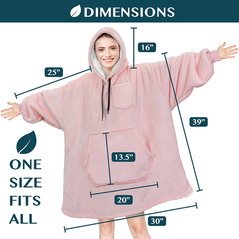 Chest Pocket Sherpa Hoodie Blanket - Kangaroo Pocket (Regular / Long)
