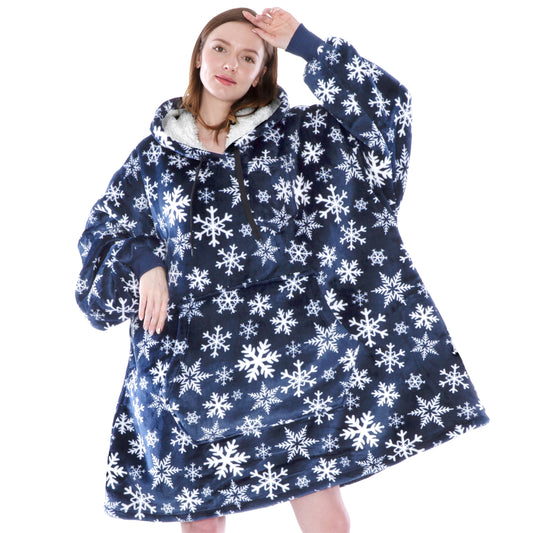 Chest Pocket Sherpa Hoodie Blanket - Kangaroo Pocket (Regular / Long)