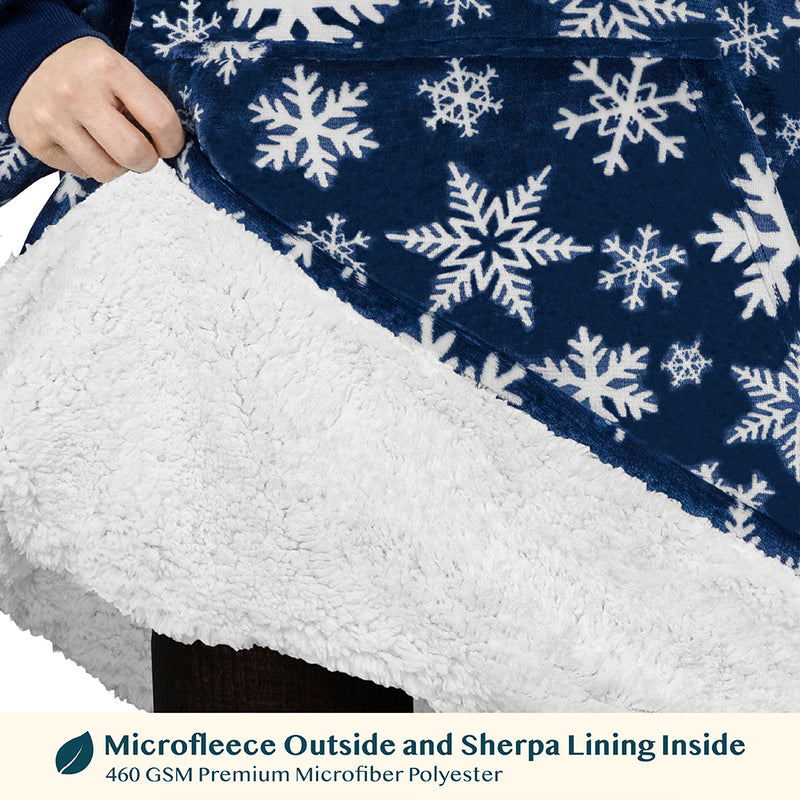 Chest Pocket Sherpa Hoodie Blanket - Kangaroo Pocket (Regular / Long)