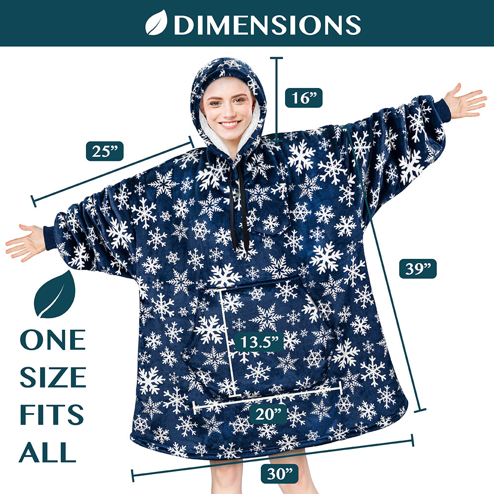 Chest Pocket Sherpa Hoodie Blanket - Kangaroo Pocket (Regular / Long)