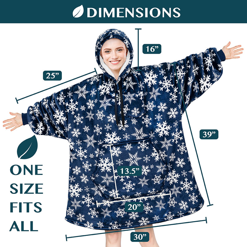 Chest Pocket Sherpa Hoodie Blanket - Kangaroo Pocket (Regular / Long)