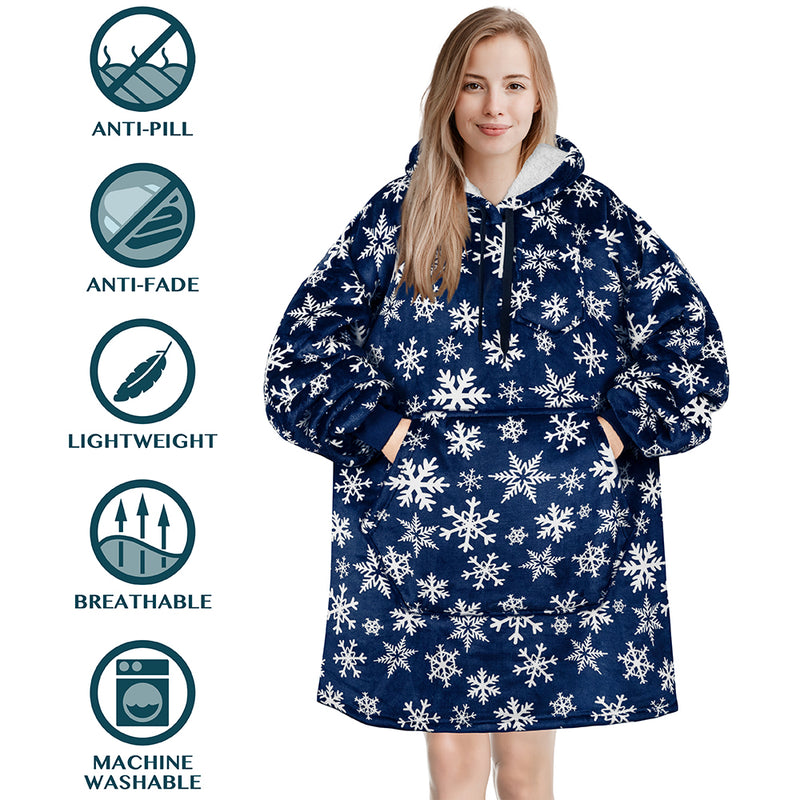 Chest Pocket Sherpa Hoodie Blanket - Kangaroo Pocket (Regular / Long)