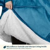 Chest Pocket Sherpa Hoodie Blanket - Kangaroo Pocket (Regular / Long)