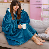 Chest Pocket Sherpa Hoodie Blanket - Kangaroo Pocket (Regular / Long)