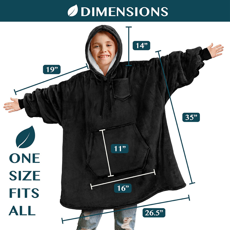 Kid's Chest Pocket Sherpa Hoodie Blanket - Kangaroo Pocket