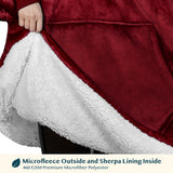 Chest Pocket Sherpa Hoodie Blanket - Kangaroo Pocket (Regular / Long)