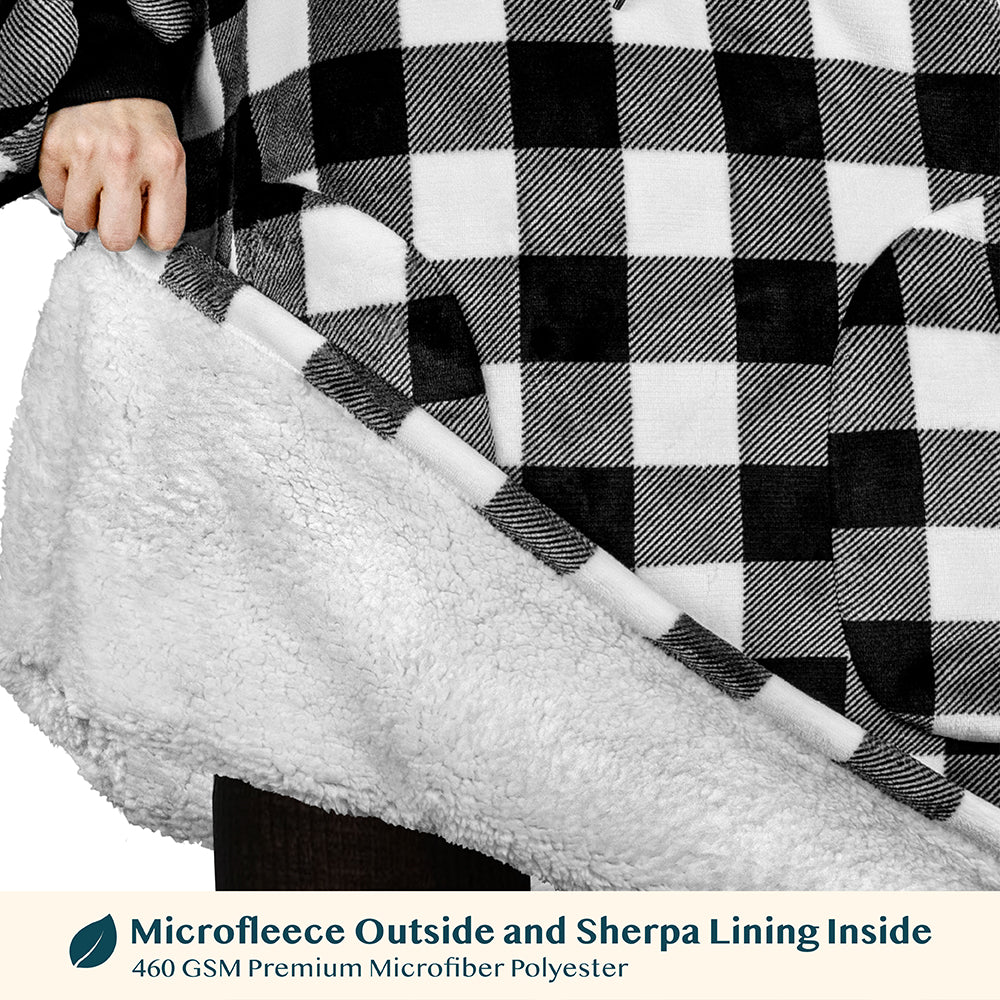 Chest Pocket Sherpa Hoodie Blanket - Patch Pocket (Regular / Long)
