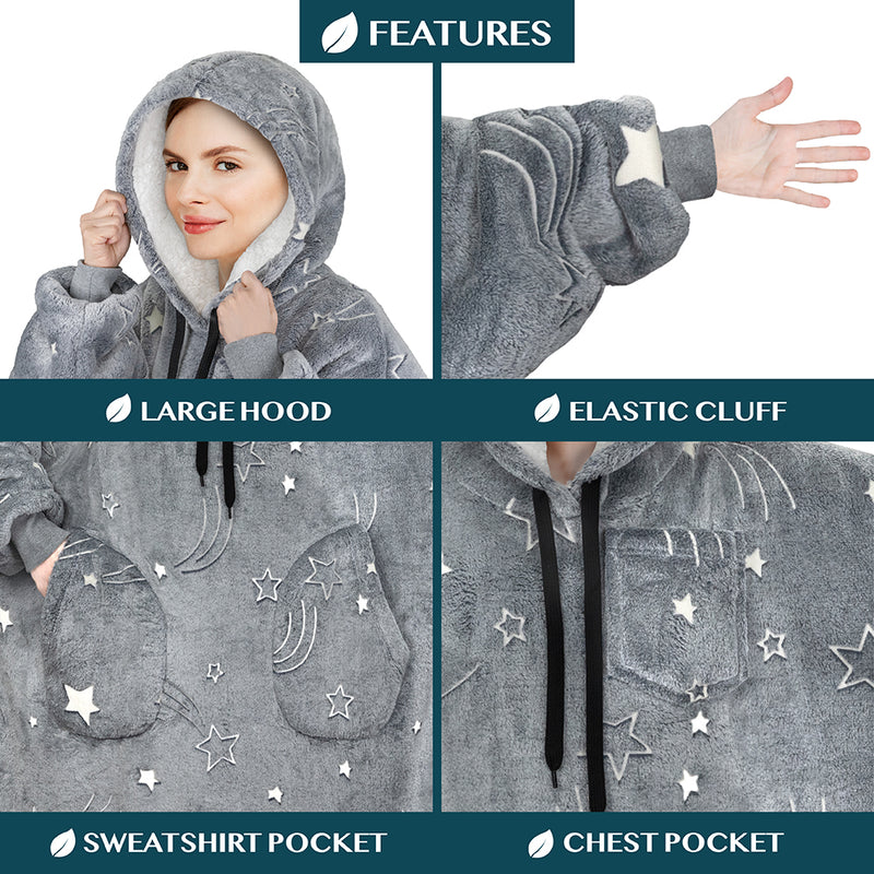 Chest Pocket Sherpa Hoodie Blanket - Patch Pocket (Regular / Long)