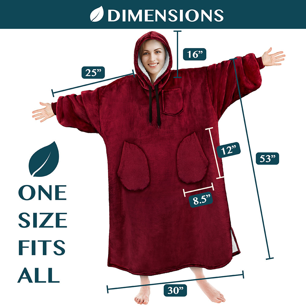 Chest Pocket Sherpa Hoodie Blanket - Patch Pocket (Regular / Long)