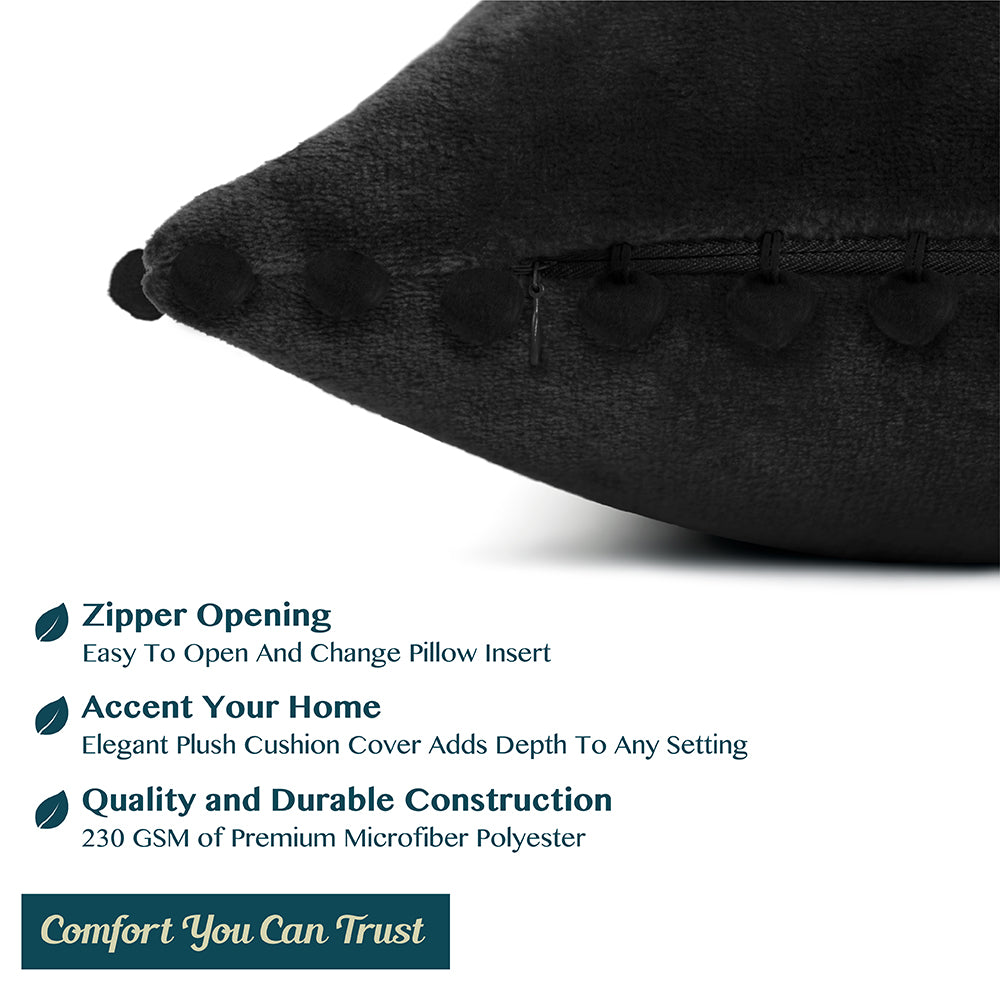 Pom Pom Fringe Fleece Pillow Cover - Set of 2