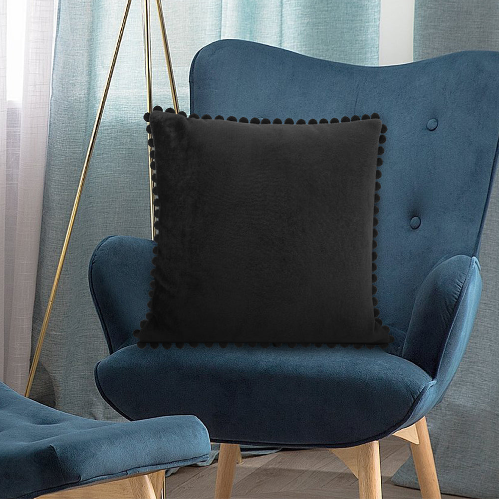 Pom Pom Fringe Fleece Pillow Cover - Set of 2