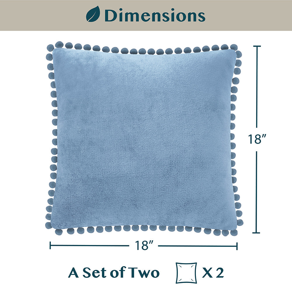 Pom Pom Fringe Fleece Pillow Cover - Set of 2