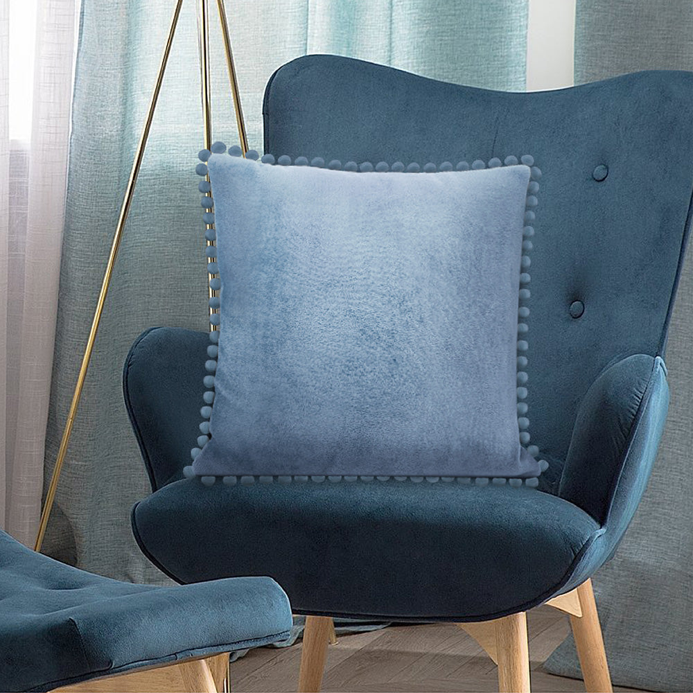 Pom Pom Fringe Fleece Pillow Cover - Set of 2