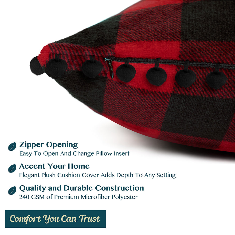 Pom Pom Fringe Fleece Pillow Cover - Set of 2