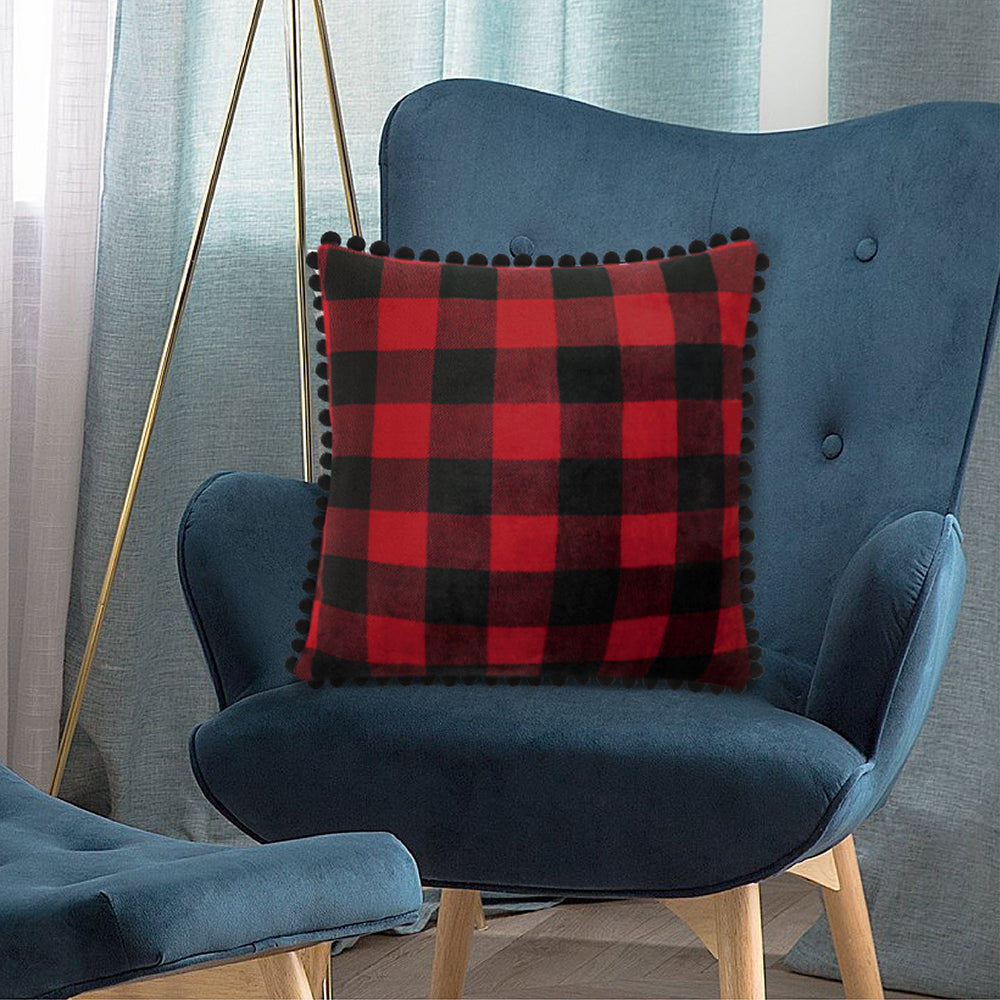 Pom Pom Fringe Fleece Pillow Cover - Set of 2