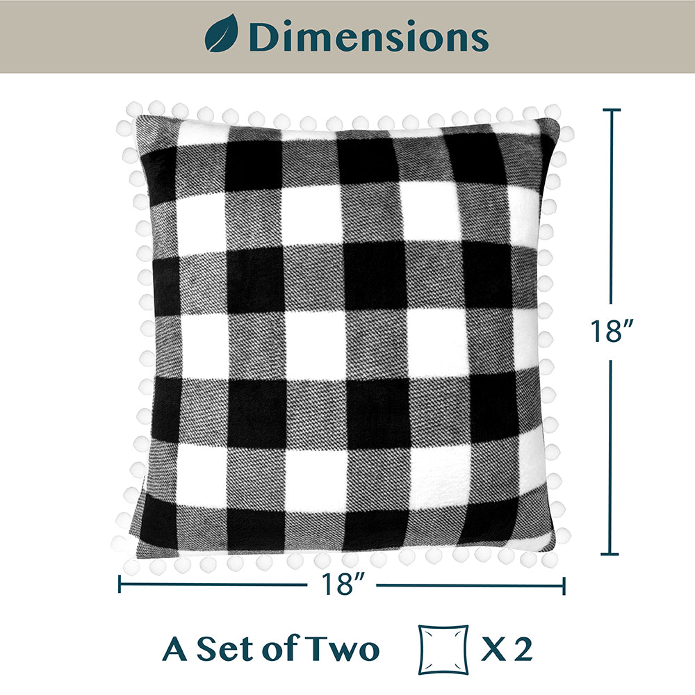 Pom Pom Fringe Fleece Pillow Cover - Set of 2