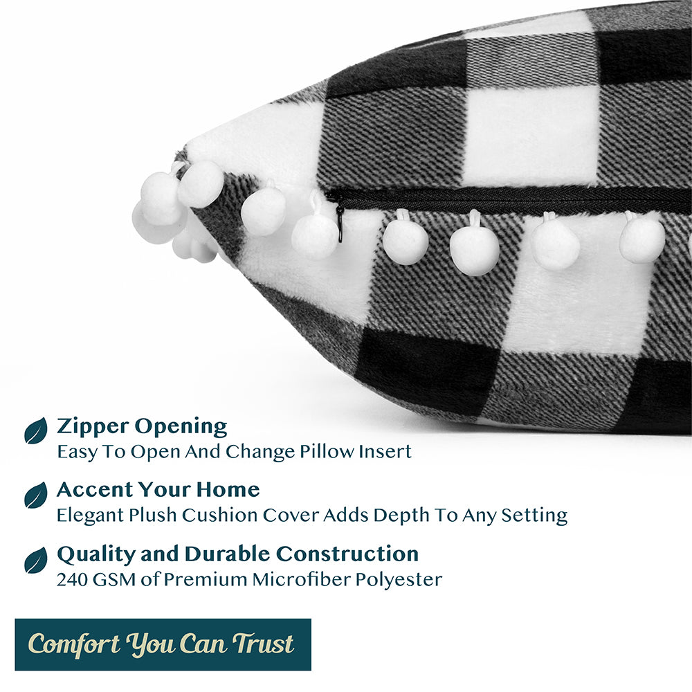 Pom Pom Fringe Fleece Pillow Cover - Set of 2